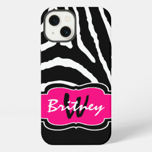 Monogram Black, Pink Zebra Stripe iPad Air Case