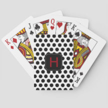 Monogram Black Polka Dot Playing Cards
