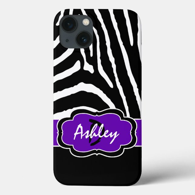 Monogram Black, Purple Zebra Stripe iPad Air Case (Back)