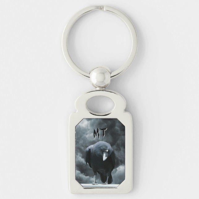 Monogram Black Raven Gothic Keychain (Front)