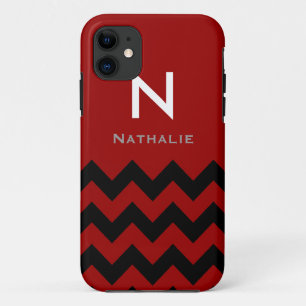 monogram black/red chevron iPhone 11 case