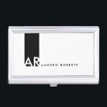 Monogram Black Red Clean Business Card Holder<br><div class="desc">Customize this modern white Profile or Business Card Holder design with a black vertical stripe with monogram on it. This contemporary Professional Minimalist Template looks clean and fresh, it's sleek look is very effective and eye catching. If you would like to have this design in any other colour feel free...</div>