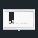 Monogram Black Red Clean Business Card Holder<br><div class="desc">Customize this modern white Profile or Business Card Holder design with a black vertical stripe with monogram on it. This contemporary Professional Minimalist Template looks clean and fresh, it's sleek look is very effective and eye catching. If you would like to have this design in any other colour feel free...</div>