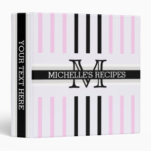Monogram Black Shampoo Stripes Pattern Recipes Binder