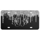 Monogram Black Silver Drip Glitter