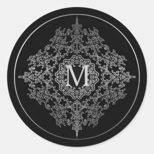 Monogram Black & Silver Filigree Motif Stickers
