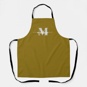 Monogram Black Silver Gold Color Personal  Apron