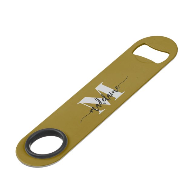 Monogram Black Silver Gold Colour Personal Bar Key (Front Angled)