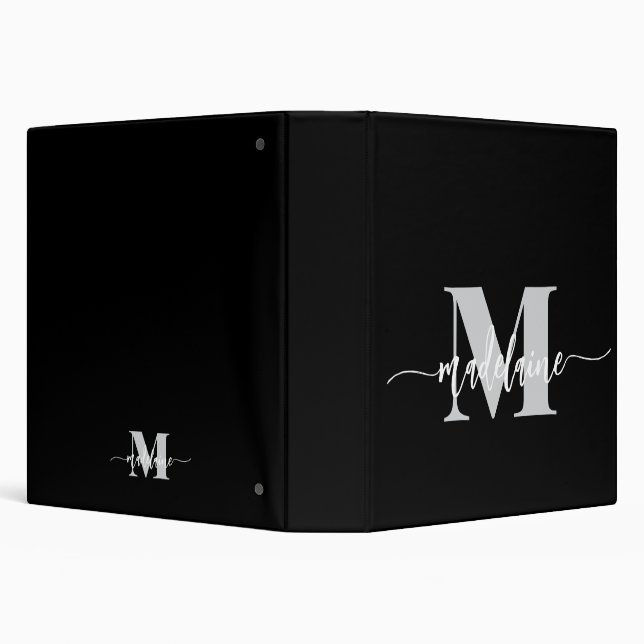 Monogram Black Silver White Personal Binder (Background)