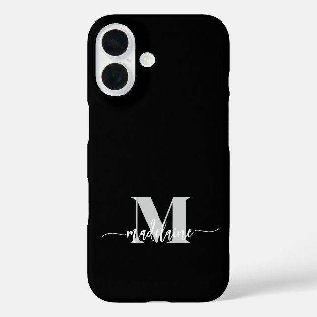 Monogram Black Silver White Personal Case-Mate iPhone Case (Back)