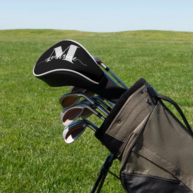 Monogram Black Silver White Personal Golf Head Cover (In Situ)