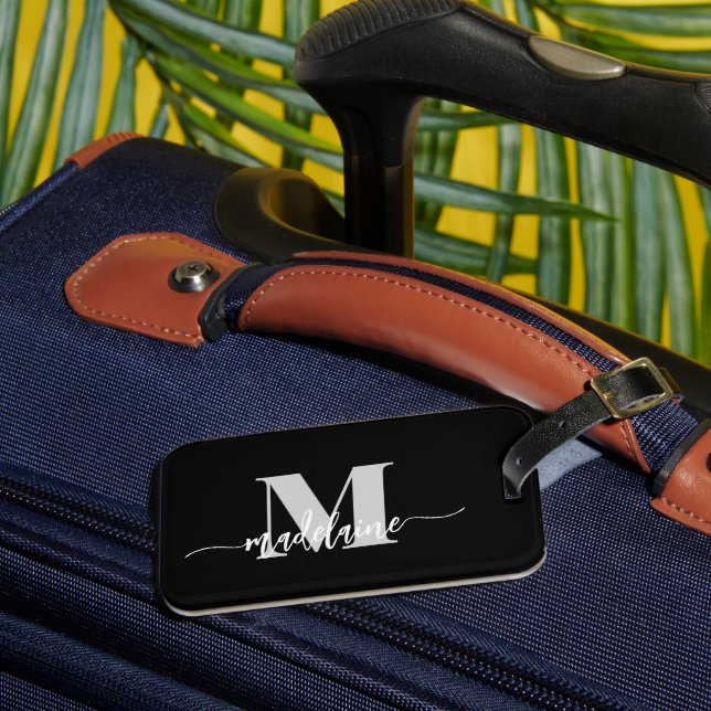 Monogram Black Silver White Personal Luggage Tag (Front Insitu 3)