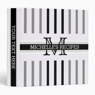 Monogram Black Titanium Stripes Pattern Recipes Binder