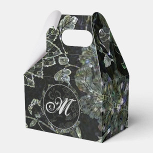 Monogram Black Vintage Floral Gable Favour Box