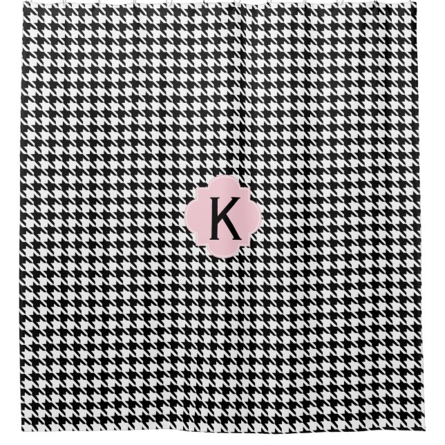Monogram Black, White and Pastel Pink Houndstooth (Front)