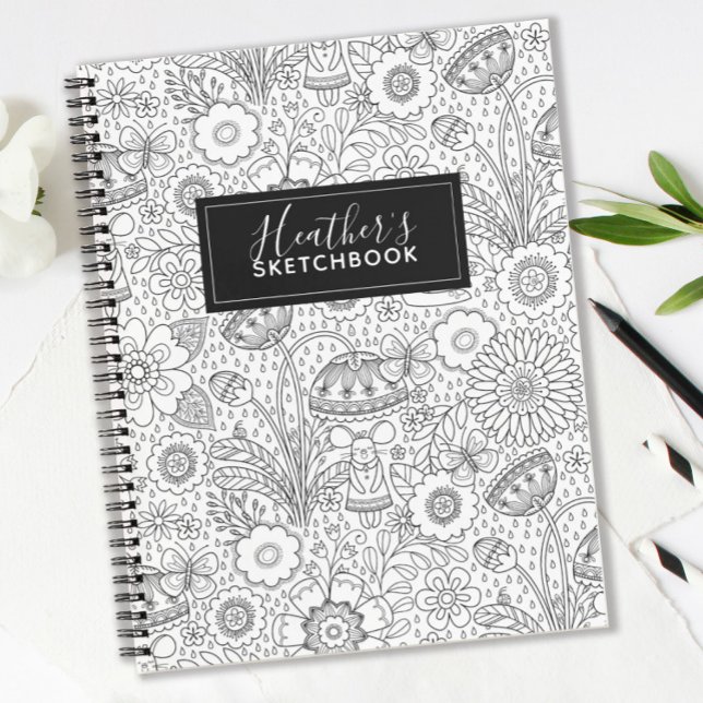 Monogram Black White Artist Sketchbook Notebook (Creator Uploaded)