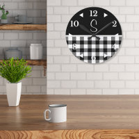 Monogram Black White Buffalo Plaid Farmhouse  Lumb