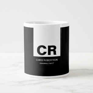 Monogram Black White Create Custom Gift Large Coffee Mug