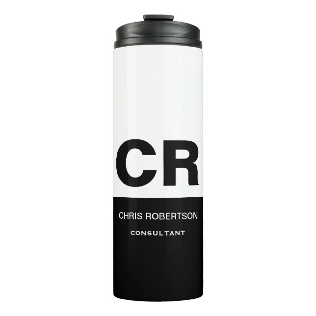Monogram Black White Create Custom Gift Thermal Tumbler (Front)