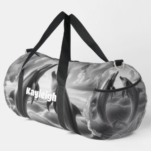 Monogram Black & White Dolphins Ocean   Duffle Bag