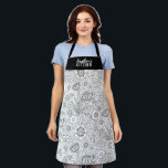 Monogram Black White Floral Kitchen Apron<br><div class="desc">A cute black and white floral pattern decorates this kitchen apron. Personalize it with your name. Makes a fun gift for a chef or someone who likes to cook and bake. Great for birthdays or for Christmas. Designed for you by Blackberry Boulevard.</div>