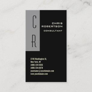 Monogram Black White Grey Business Card