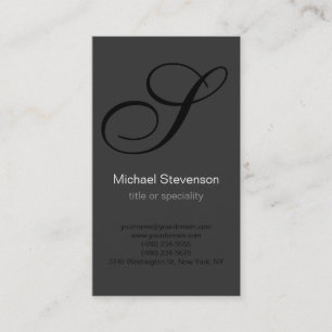 Monogram Black White Grey Business Card