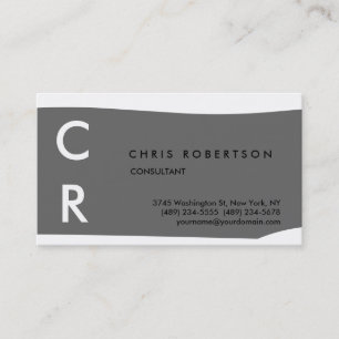 Monogram Black White Grey Pattern Business Card