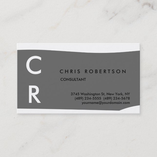 Monogram Black White Grey Pattern Business Card (Front)