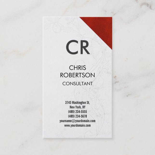 Monogram Black White Grey Pattern Business Card (Front)