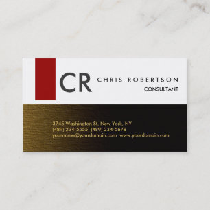 Monogram Black White Grey Red Gold Business Card