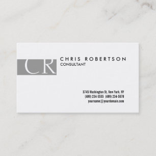 Monogram Black White Grey Stripe Business Card