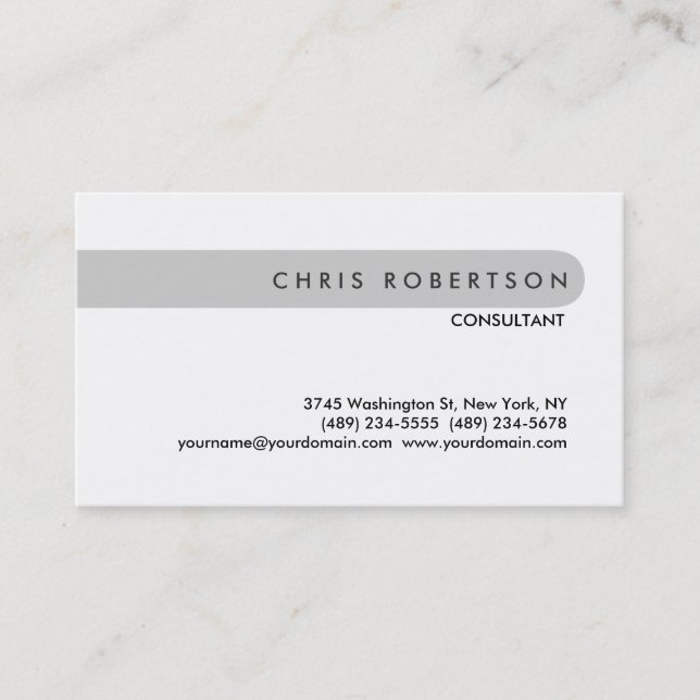 Monogram Black White Grey Stripe Business Card (Front)