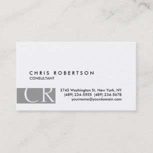 Monogram Black White Grey Stripe Business Card