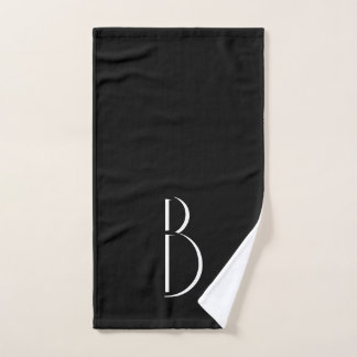Monogram Black White Minimal Modern Typography Hand Towel
