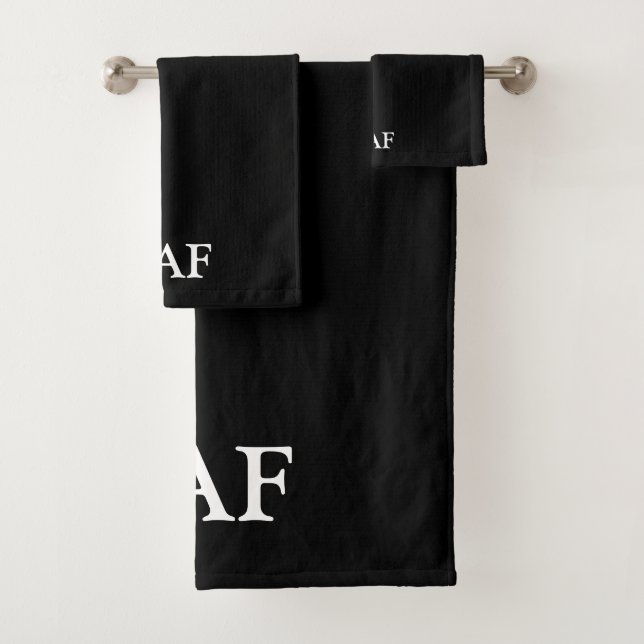Monogram Black White Minimalist Bath Towel Set (Insitu)
