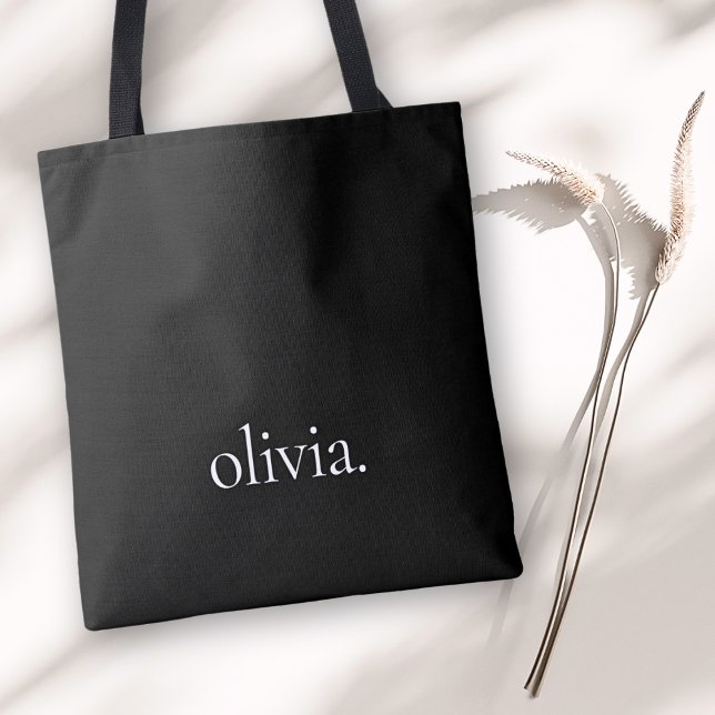 Monogram Black White Modern Minimalist Elegant Tote Bag (Creator Uploaded)