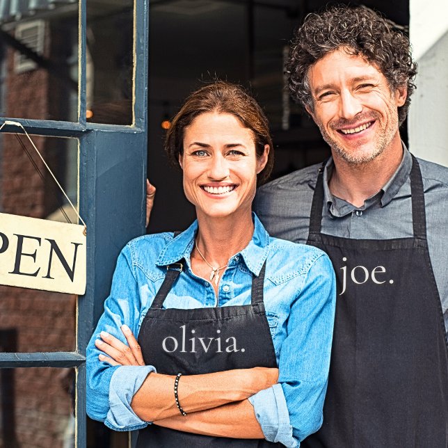 Monogram Black White Modern Simple His Hers Name Apron (Creator Uploaded)