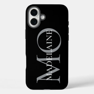 Monogram Black White Personal iPhone 16 Plus Case