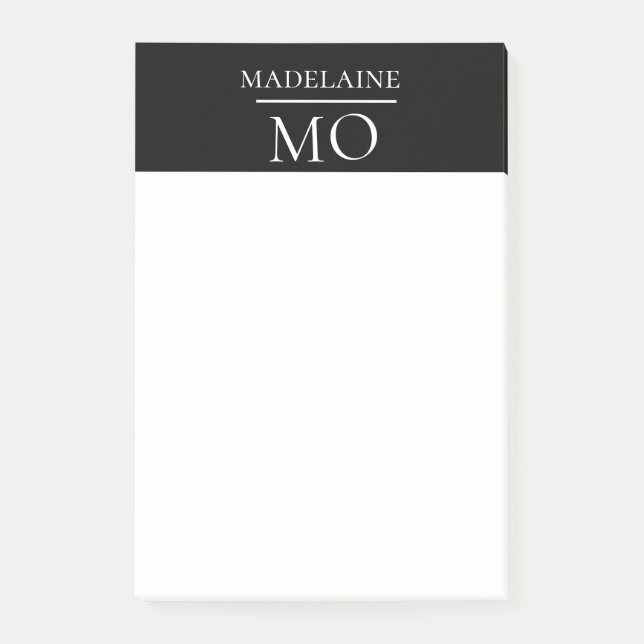Monogram Black White  Personal Post-it Notes (Front)