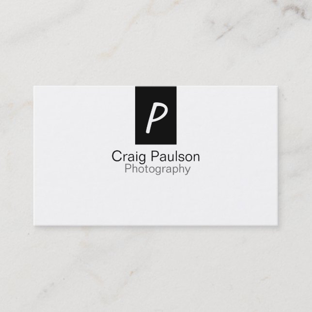 Monogram Black White Photography Business Card (Front)