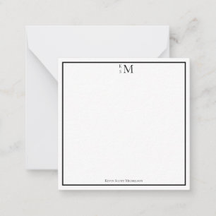 Monogram Black White Professional Elegant Card