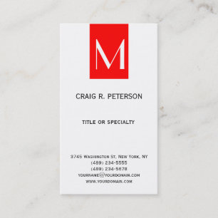 Monogram Black White Red Modern Business Card