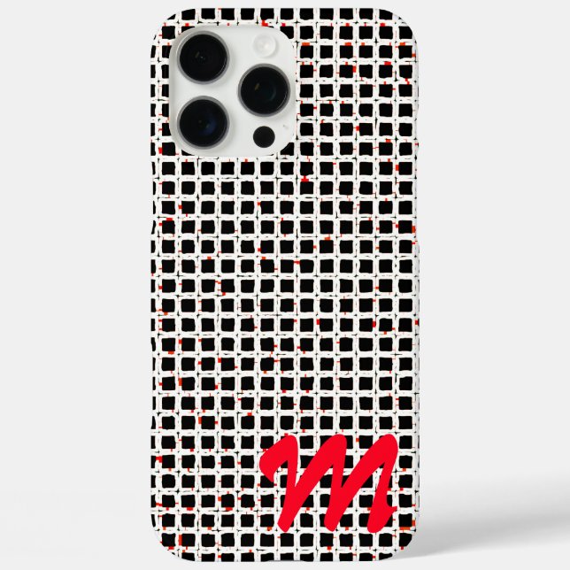 Monogram Black White Red Pattern Customizable Case-Mate iPhone Case (Back)