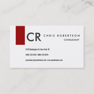 Monogram Black White Red Stripe Business Card