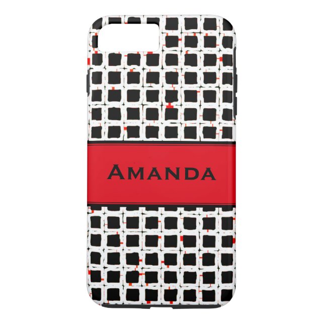 Monogram Black White Red Trendy Elegant Pattern Case-Mate iPhone Case (Back)