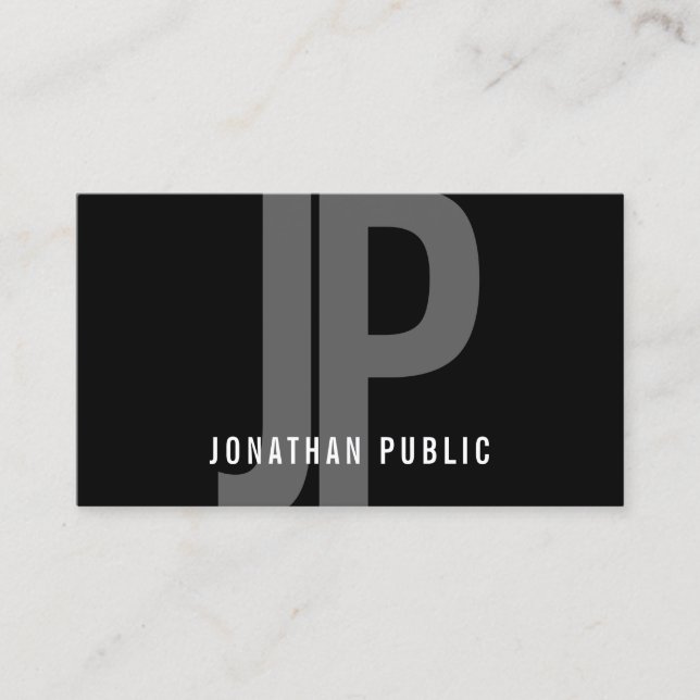 Monogram Black White Simple Template Professional Business Card (Front)