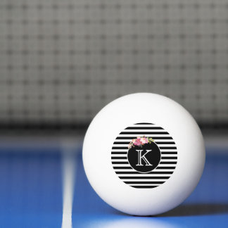 Monogram Black & White Stripes Ping Pong Ball
