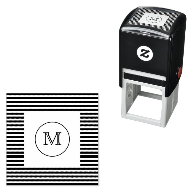 Monogram Black & White Stripes Self-inking Stamp (In Situ)