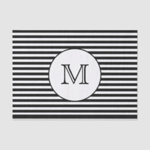 Monogram Black & White Stripes Tissue Paper